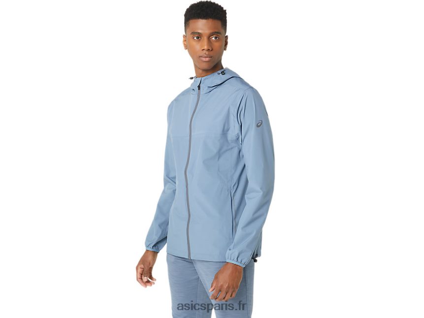 Hommes Asics veste imperméable BXL8B2214 bleu acier/gris porteur