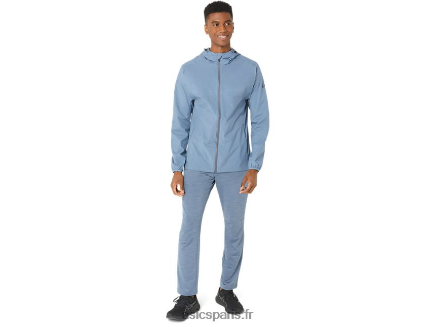 Hommes Asics veste imperméable BXL8B2214 bleu acier/gris porteur