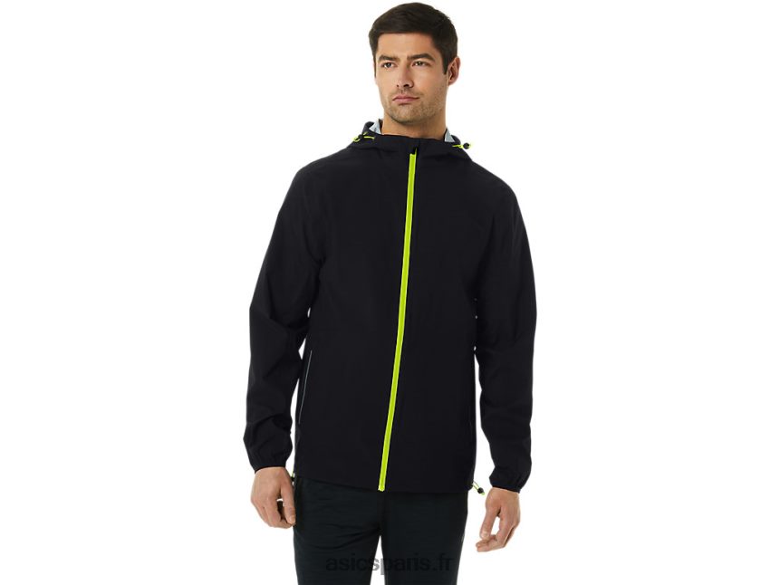 Hommes Asics veste imperméable BXL8B2231 performance noir/zeste de citron vert