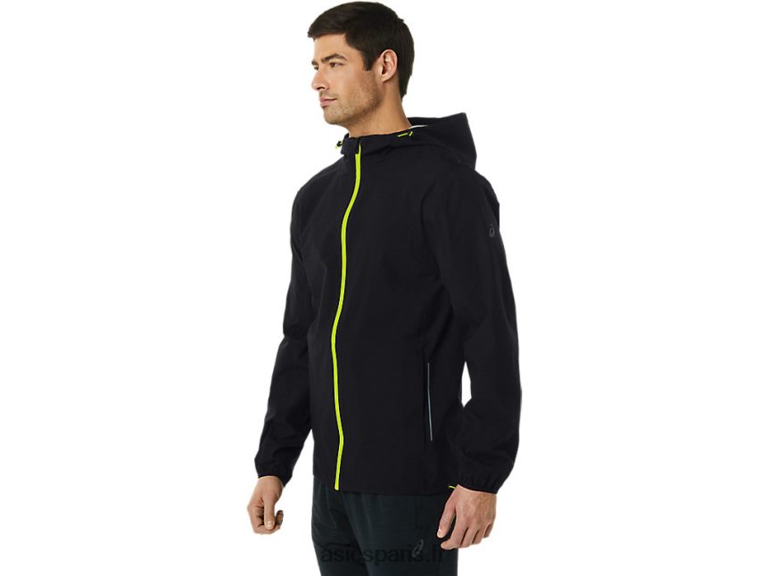 Hommes Asics veste imperméable BXL8B2231 performance noir/zeste de citron vert