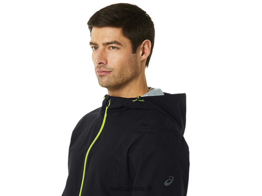 Hommes Asics veste imperméable BXL8B2231 performance noir/zeste de citron vert