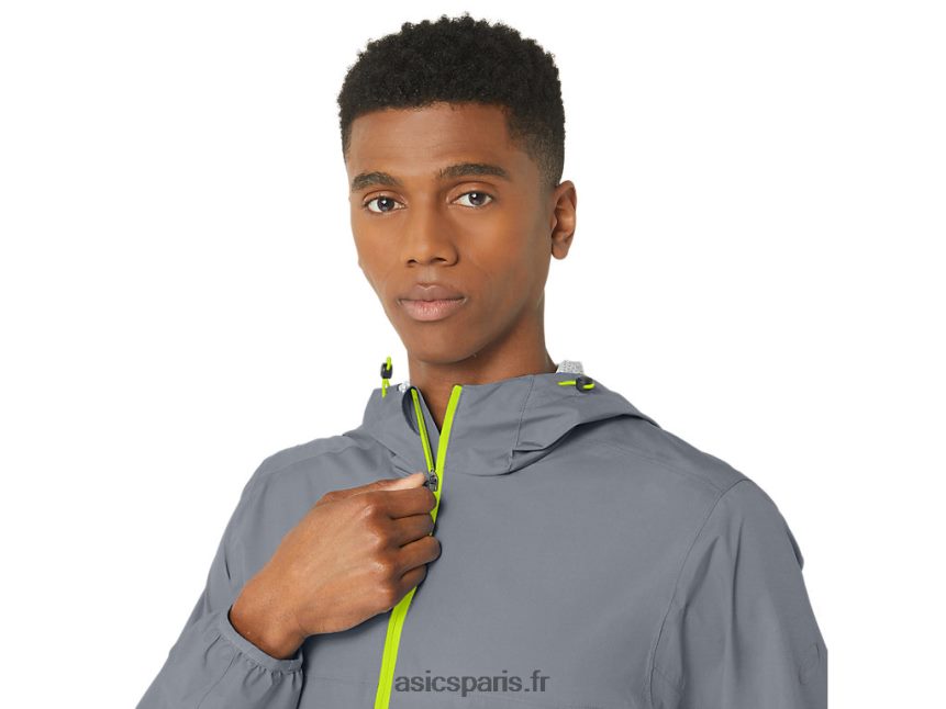 Hommes Asics veste imperméable BXL8B2246 feuille de roche/zeste de citron vert