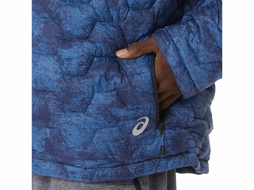 Hommes Asics veste isolante performante BXL8B2808 imprimé tie-dye bleu