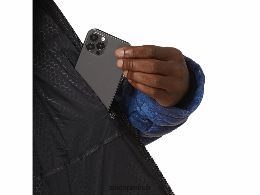 Hommes Asics veste isolante performante BXL8B2808 imprimé tie-dye bleu