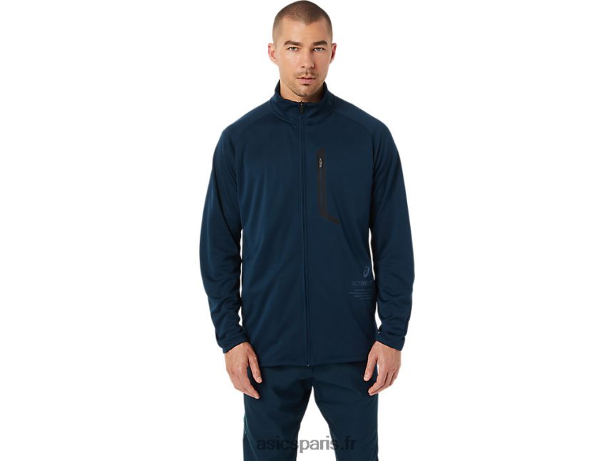 Hommes Asics veste jacquard actibreeze BXL8B21503 bleu français