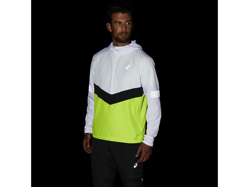 Hommes Asics veste lite-show BXL8B21348 blanc brillant/vert danger