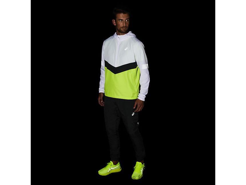 Hommes Asics veste lite-show BXL8B21348 blanc brillant/vert danger