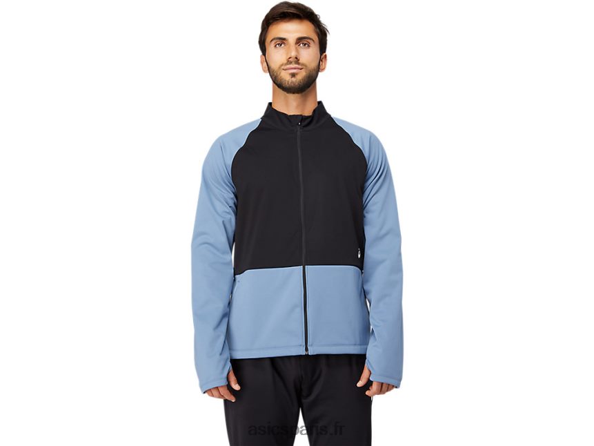 Hommes Asics veste zippée thermostorm BXL8B21632 bleu orage/noir performance