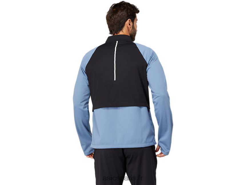 Hommes Asics veste zippée thermostorm BXL8B21632 bleu orage/noir performance