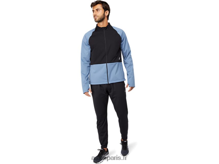 Hommes Asics veste zippée thermostorm BXL8B21632 bleu orage/noir performance